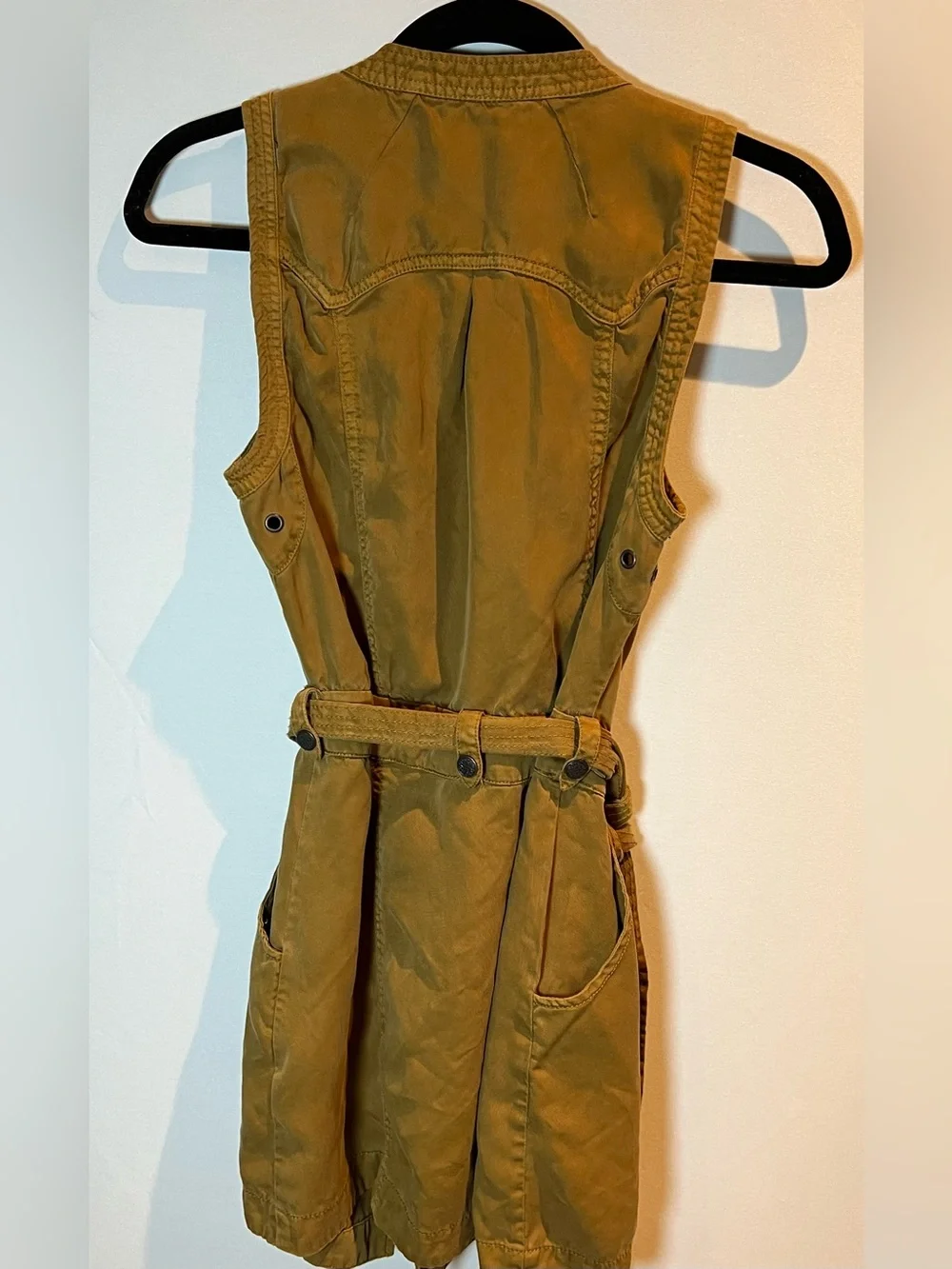 Free People Vintage Y2K Olive Tencel Belted Utility Cargo Vest